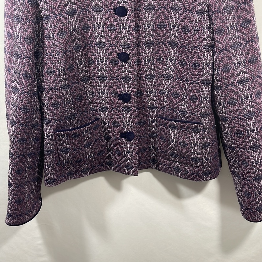 Pendleton Purple Patterned Wool Jacket Size 6 - image 3